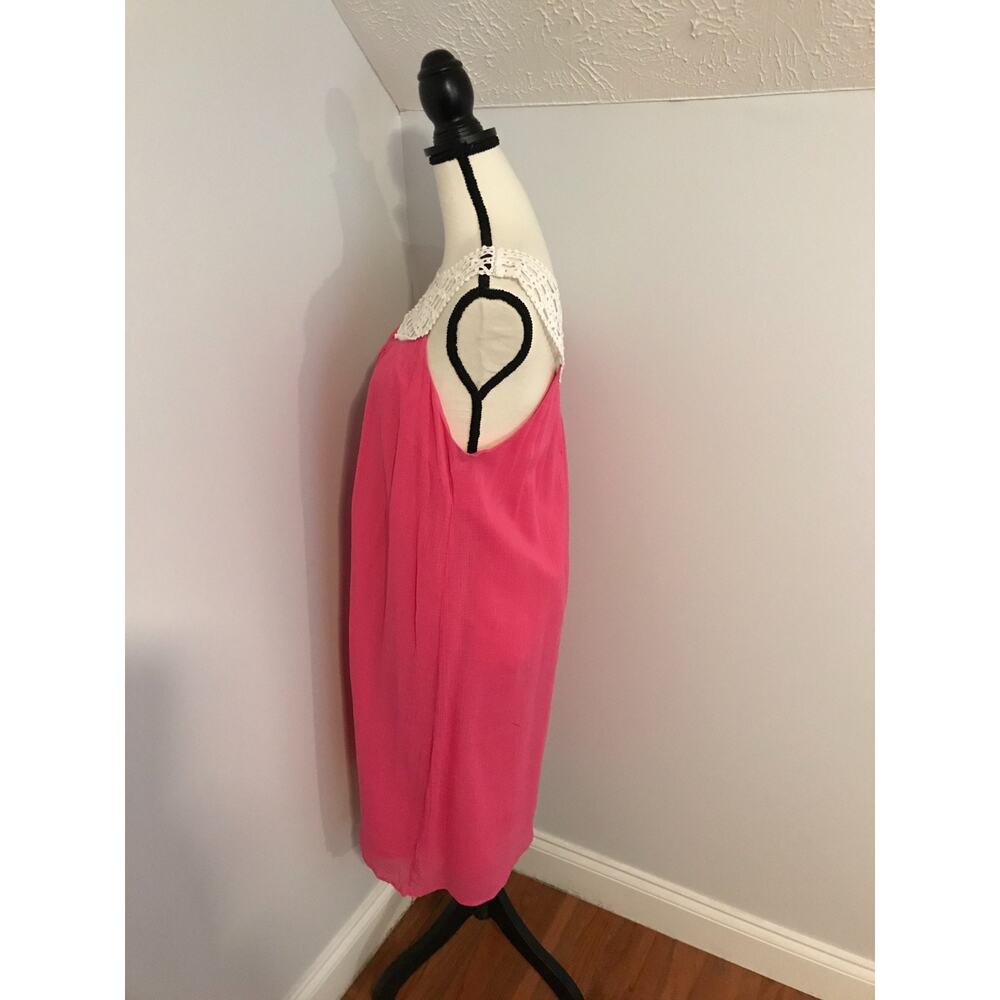 Lilly Pulitzer Sydney Crinkle Dress Daquiri Pink Crochet Neck Size 12 - Picture 3 of 13